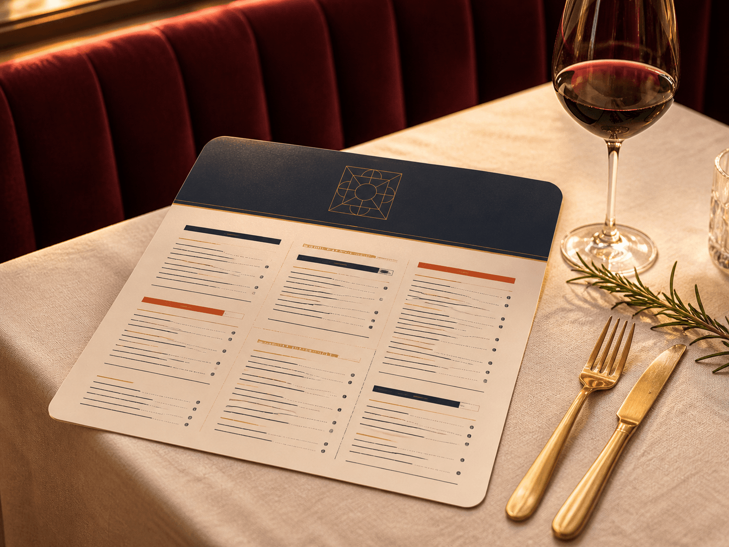 Menu plastifié de restaurant imprimé
